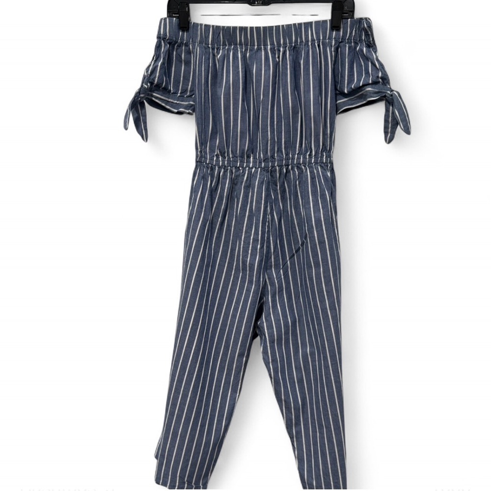 Striped Off-Shoulder Navy Jumpsuit size S